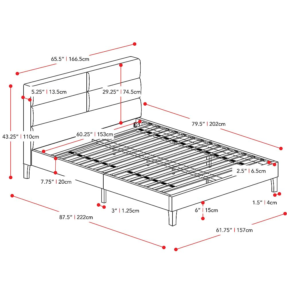 CorLiving Bellevue Wide Panel Upholstered Bed, Queen Dark Gray BRH-201 ...