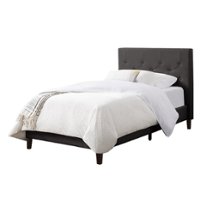 CorLiving - Nova Ridge Tufted Upholstered Bed, Twin - Dark Gray - Front_Zoom
