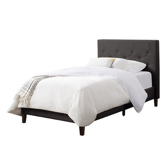 Corliving Nova Ridge Tufted Upholstered, Black Upholstered Bed Frame Full Size