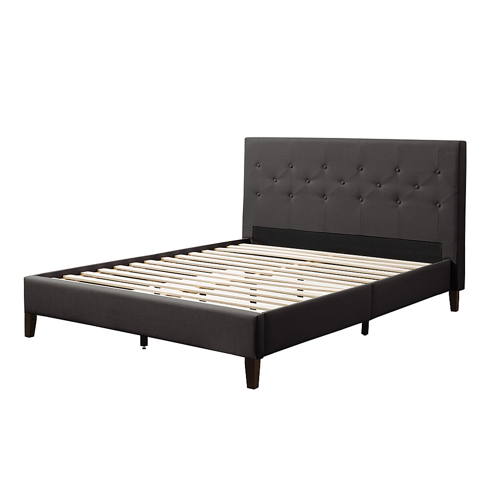 Angle View: CorLiving - Nova Ridge Tufted Upholstered Bed, Queen - Dark Gray