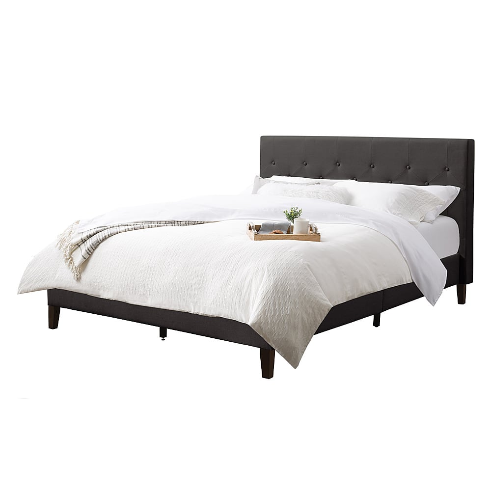 Front Zoom. CorLiving - Nova Ridge Tufted Upholstered Bed, Queen - Dark Gray.