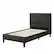 Angle. CorLiving - Bellevue Wide Panel Upholstered Bed, Twin - Dark Gray.
