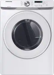 Samsung - 7.5 Cu. Ft. Stackable Electric Dryer with Sensor Dry - White - Front_Zoom