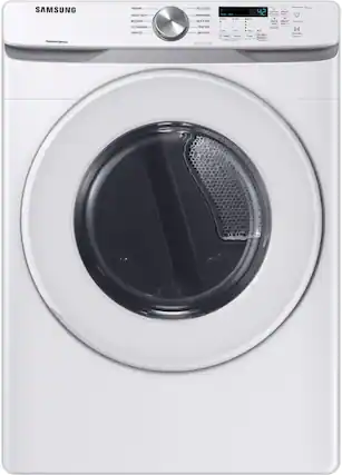 Front. Samsung - 7.5 Cu. Ft. Stackable Electric Dryer with Sensor Dry - White.