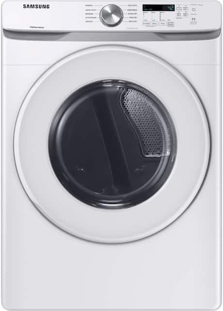 Front. Samsung - 7.5 Cu. Ft. Stackable Electric Dryer with Sensor Dry - White.