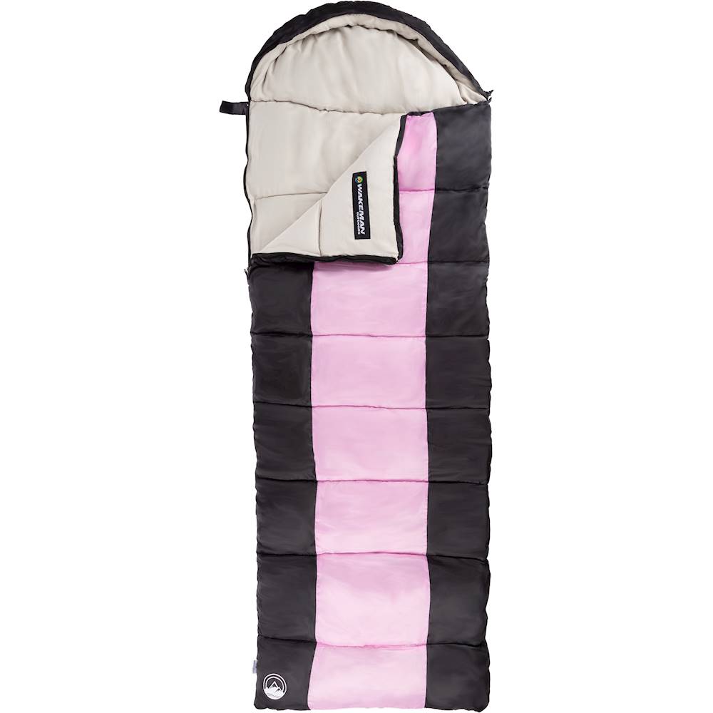 Wakeman Outdoors Kids Lightweight Sleeping Bag with Carrying Bag and Compression Straps in Pink/Black