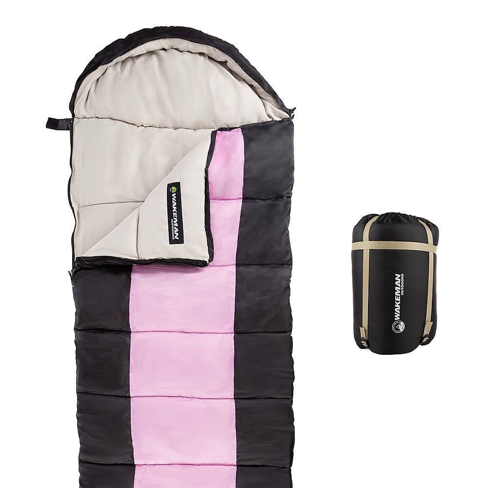 Alt View 11. Wakeman - 35F Rated 3 Season Envelope Style with Hood with Carry Bag - Pink And Black.