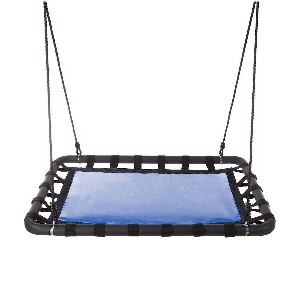 Hey! Play! - Platform Swing Hanging Outdoor Tree or Playground Equipment Standing Rectangle Bench Swing Accessory - Blue, Black