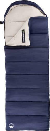 35F Rated 3 Season Envelope Style with Hood with Carry Bag by Wakeman Outdoors - Navy-Front_Standard