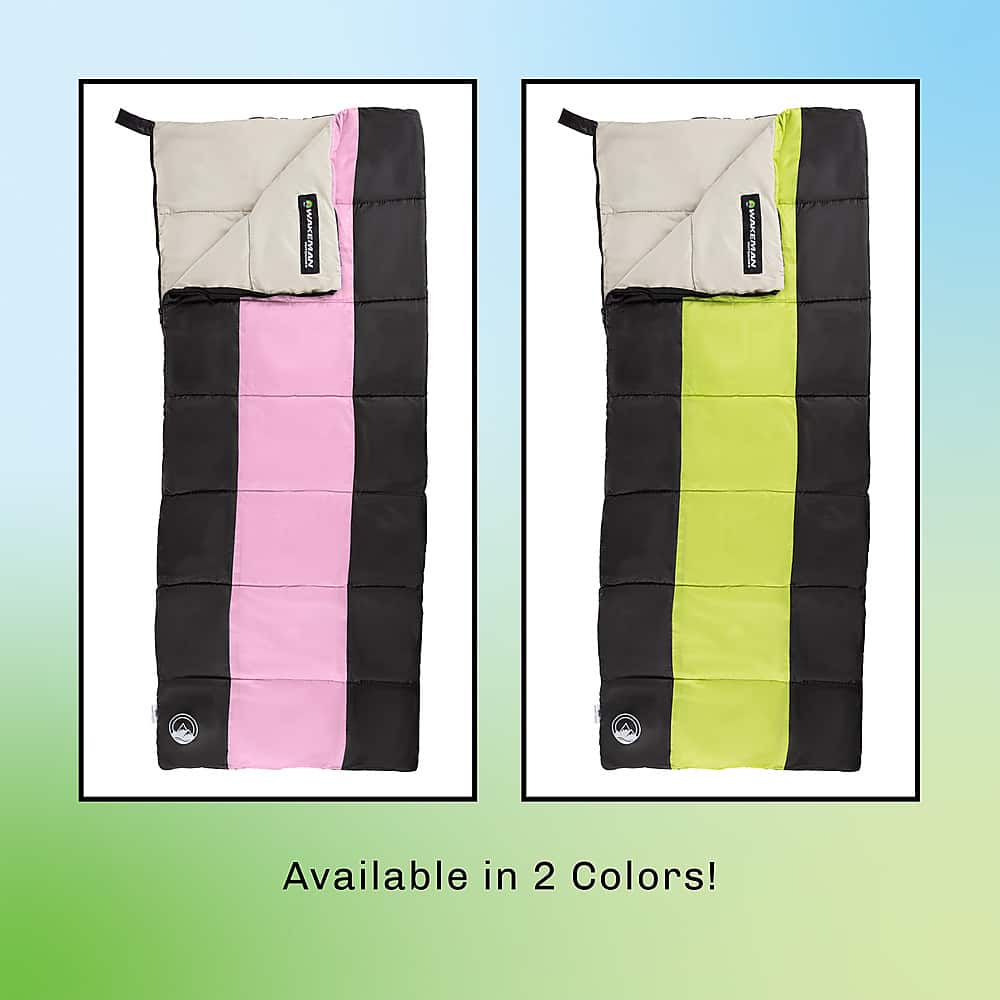 Alt View 18. Wakeman - Kids Sleeping Bag-Lightweight, Carrying Bag with Compression Straps - Neon Green/Black.