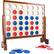 Front. Hey! Play! - 4-In-A-Row Giant Classic Wooden Game for Indoor and Outdoor Play Strategy and Skill Fun Backyard Lawn Toy - Cherry/Natural Finish.