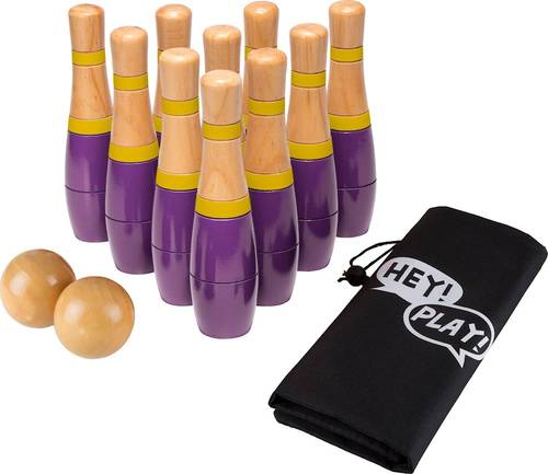 Hey! Play! - Lawn Bowling Game Set - Purple/Yellow