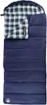 Wakeman - 32F Rated XL 3 Season Envelope Style with Hood with Carry Bag - Navy with Plaid Liner