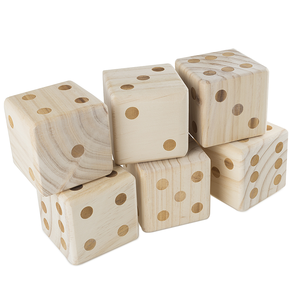 Giant Yard Dice 6-Pack Set Jumbo Outdoor Lawn Game Wooden Big Dice 