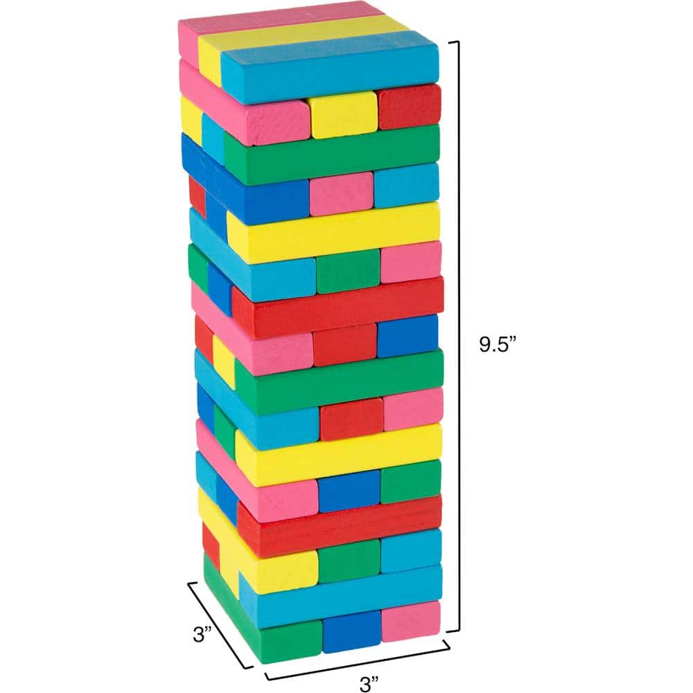 Alt View 11. Hey! Play! - Classic Wooden Blocks Stacking Game with Colored Wood and Carrying Bag for Indoor and Outdoor Play.