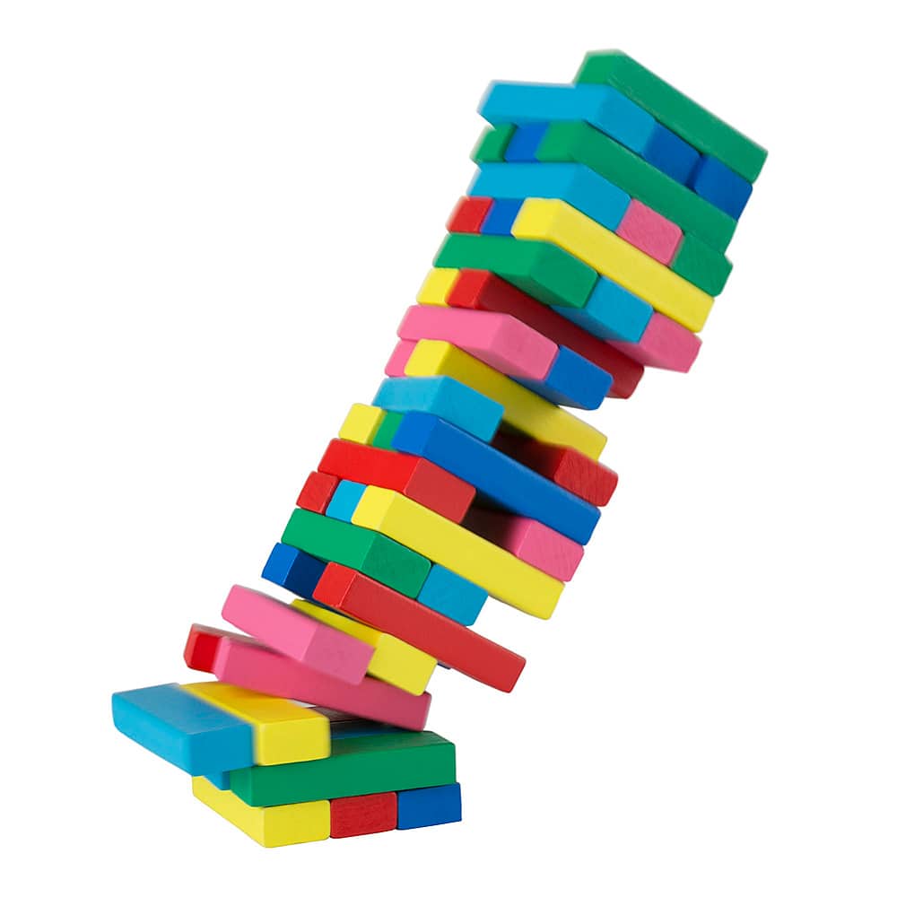 Alt View 15. Hey! Play! - Classic Wooden Blocks Stacking Game with Colored Wood and Carrying Bag for Indoor and Outdoor Play.