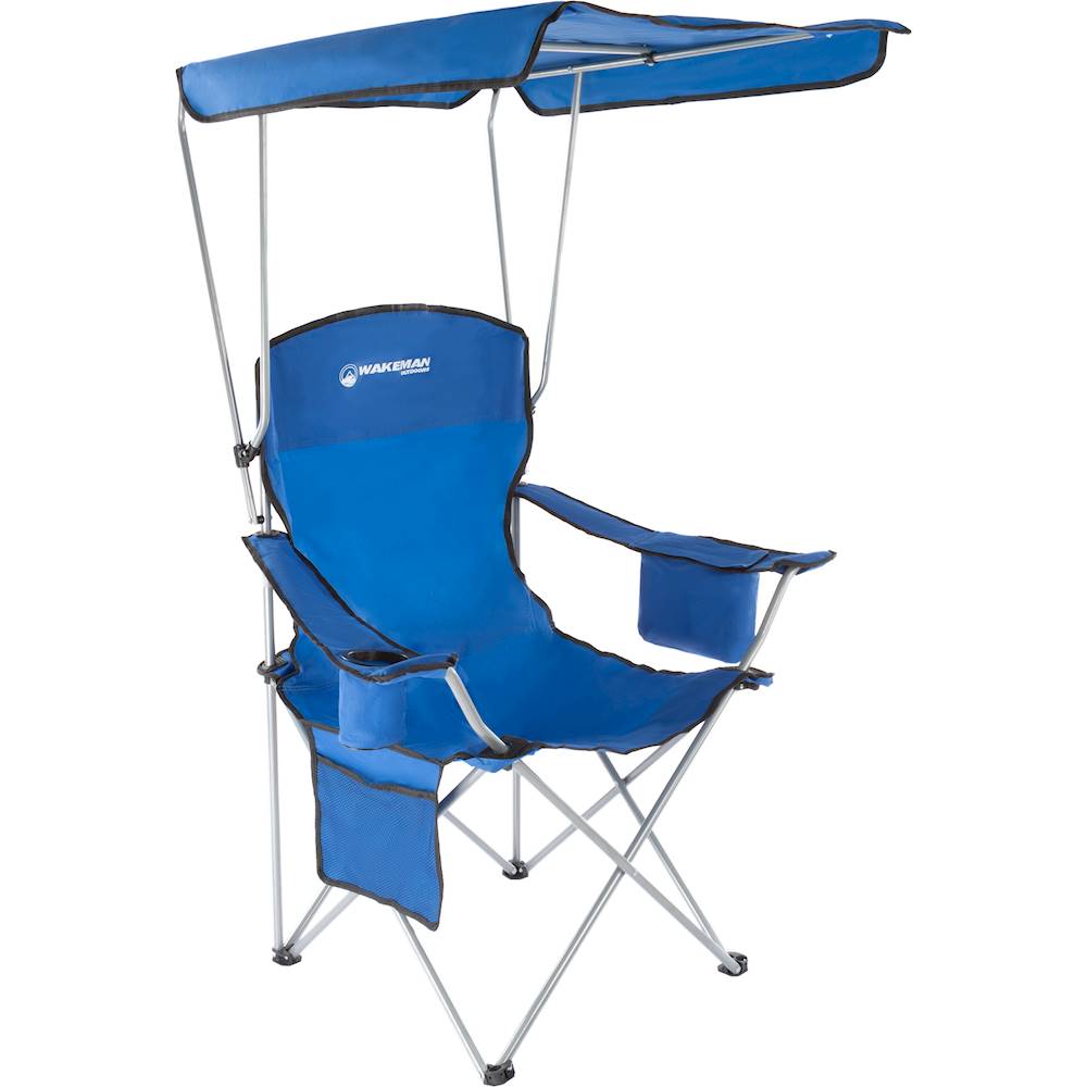 Angle View: Wakeman - Camp Chair with Canopy - Blue