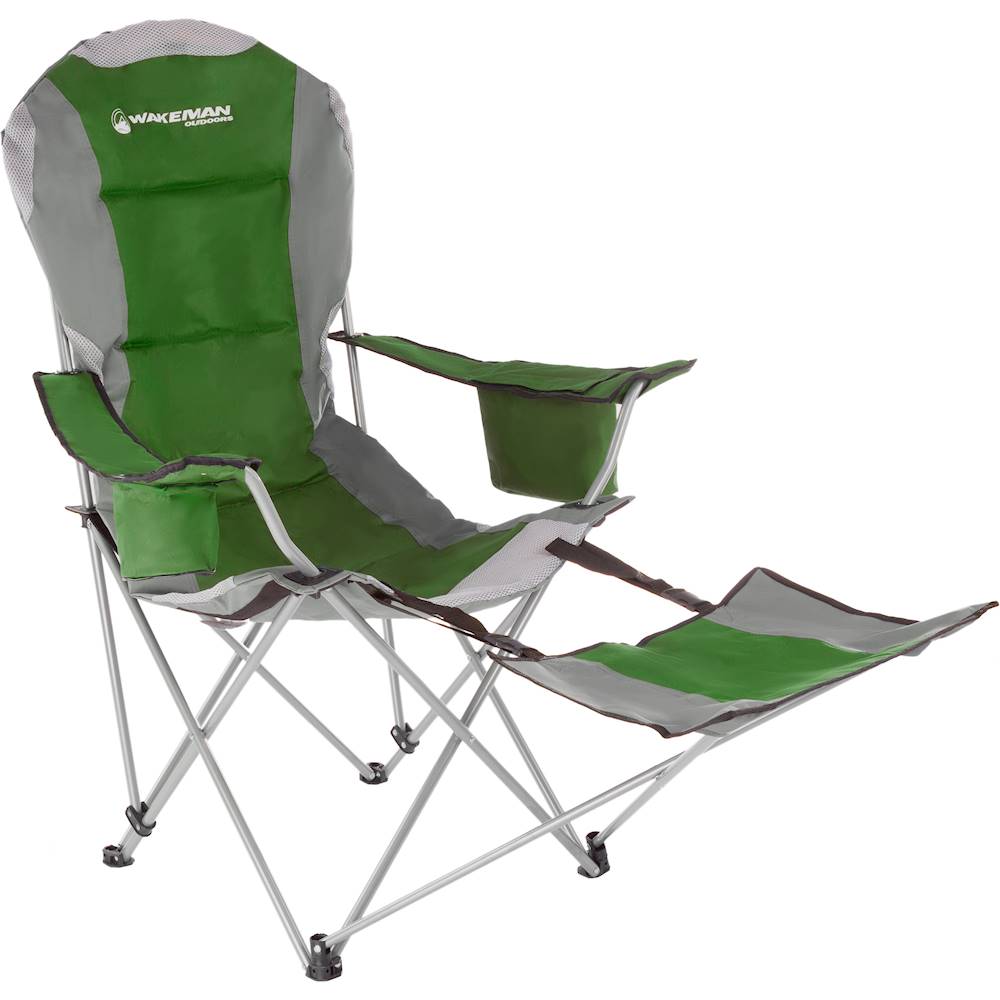 Angle View: Wakeman - Camp Chair with Footrest - Green