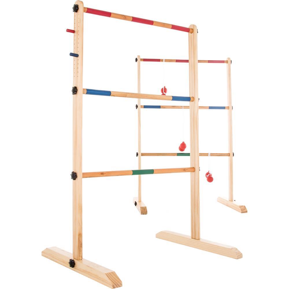 Front. Hey! Play! - Ladder Toss Game Wooden Outdoor Set - Great Backyard Activity for BBQ or Tailgate-Fun for Kids and Adults.