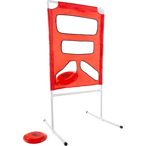 Hey! Play! - Flying Disc Toss – Portable Outdoor Backyard Team or Solo Collapsible Target Skill Game - Red/White