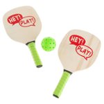 Front Zoom. Hey! Play! - Paddle Ball Set - Green, Red.