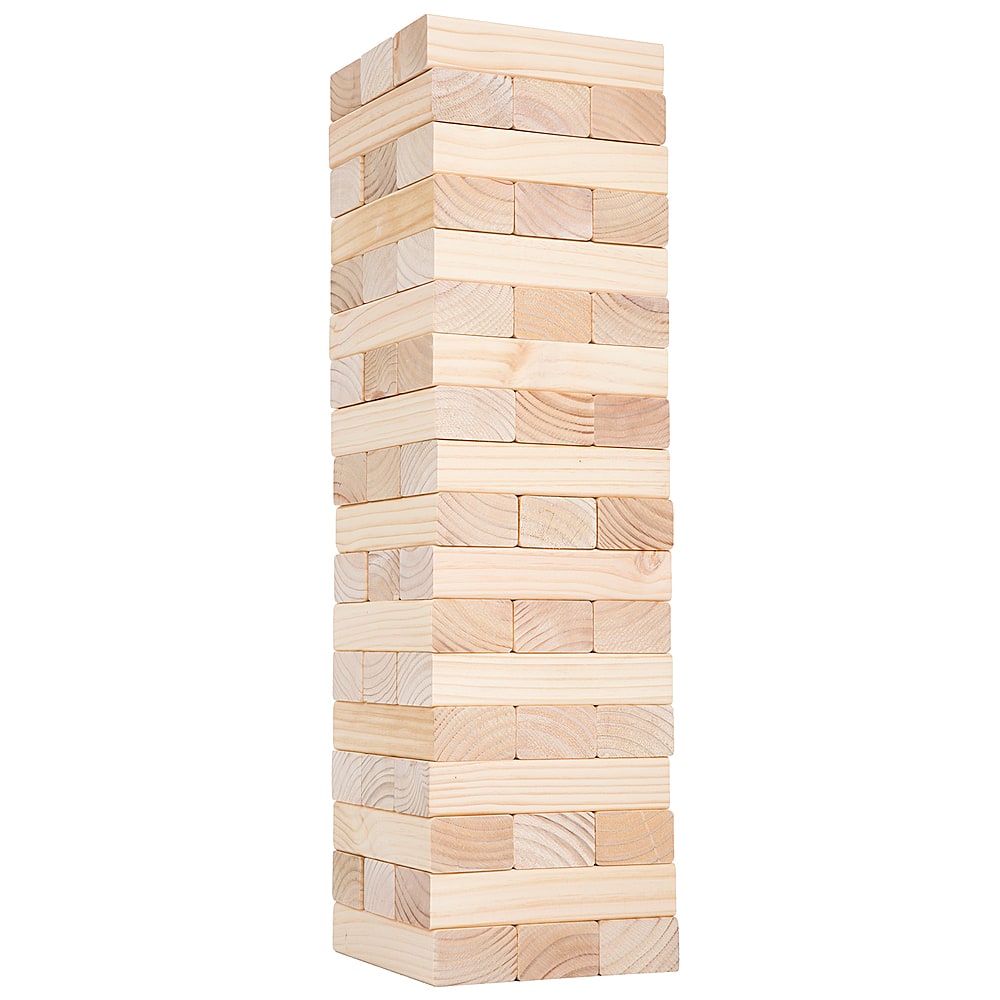 Hey! Play! Nontraditional Giant Wooden Blocks Tower Stacking Game with  Dice, Outdoor Yard Game, for Adults, Kids, Boys and Girls (Rainbow Color)