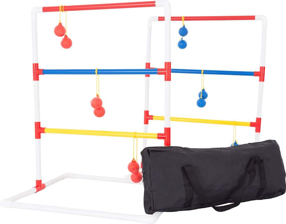 Zoom in on Alt View Zoom 12. Hey! Play! - Ladder Toss Outdoor Game, Two PVC Game Sets with 6 Bolas and Carrying Case for Kids and Adults.