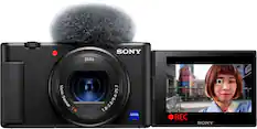 Front. Sony - ZV-1 20.1-Megapixel Digital Camera for Content Creators and Vloggers - Black.