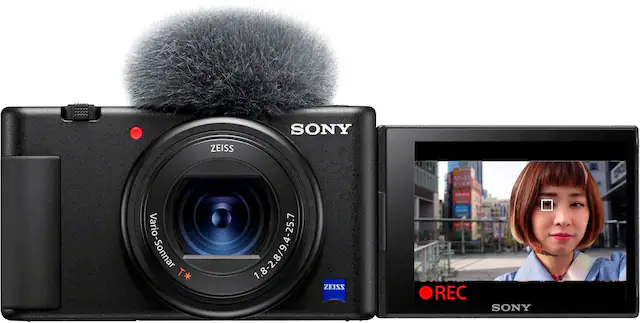 Front. Sony - ZV-1 20.1-Megapixel Digital Camera for Content Creators and Vloggers - Black.