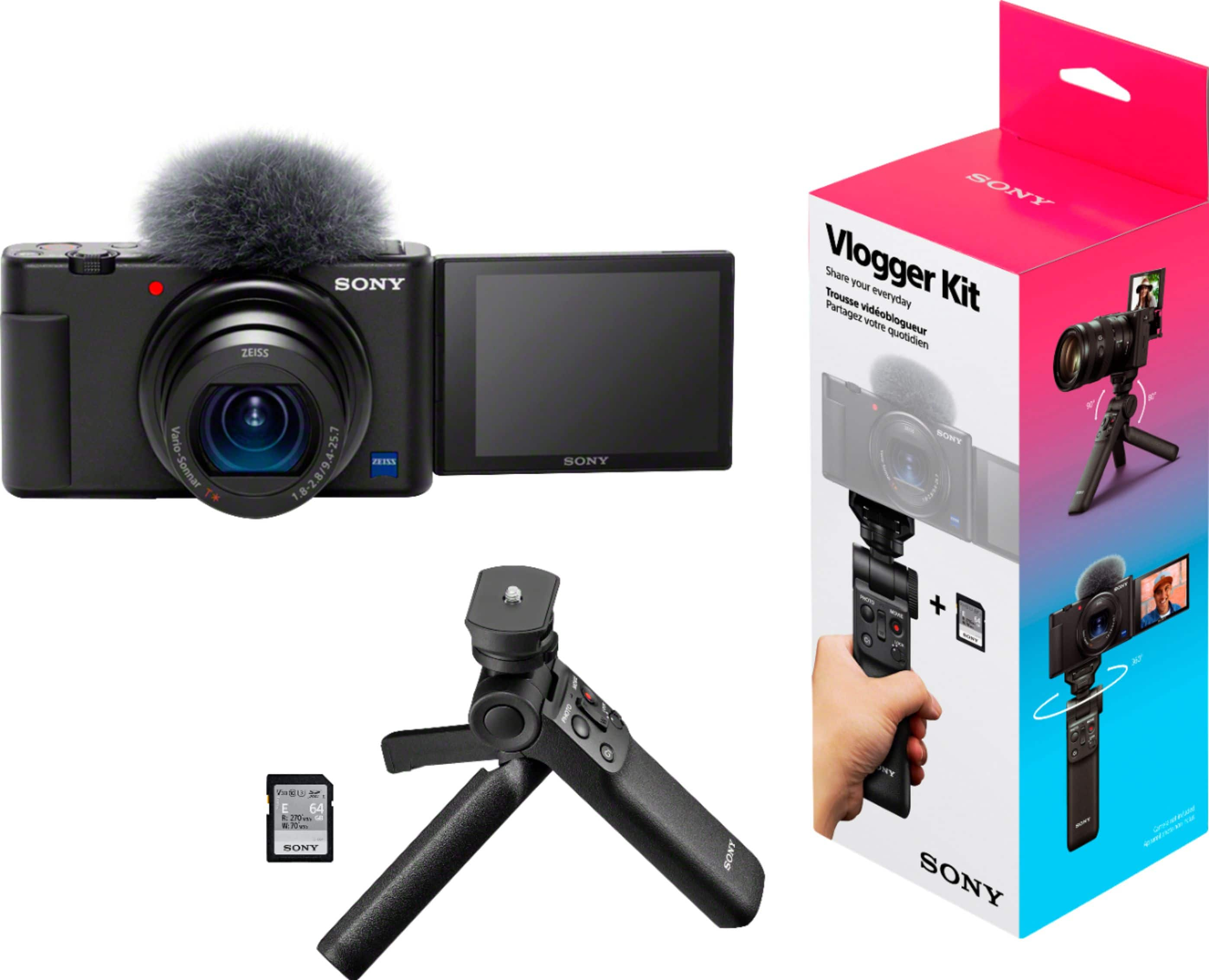 Sony ZV-1F Vlogging Camera (White) with Sony Vlogger's Accessory KIT  (ACC-VC1)