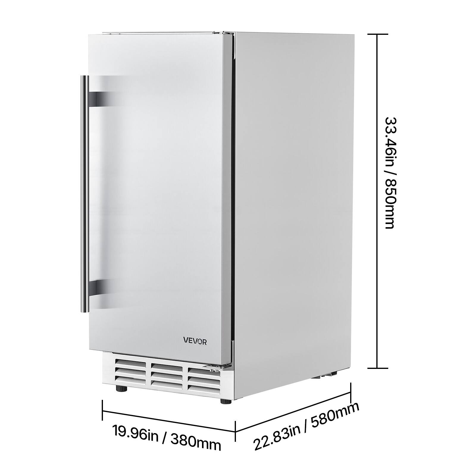 VEVOR Bella  
19.96in / 580mm  
380mm  
22.83in  
33.46in / 850mm