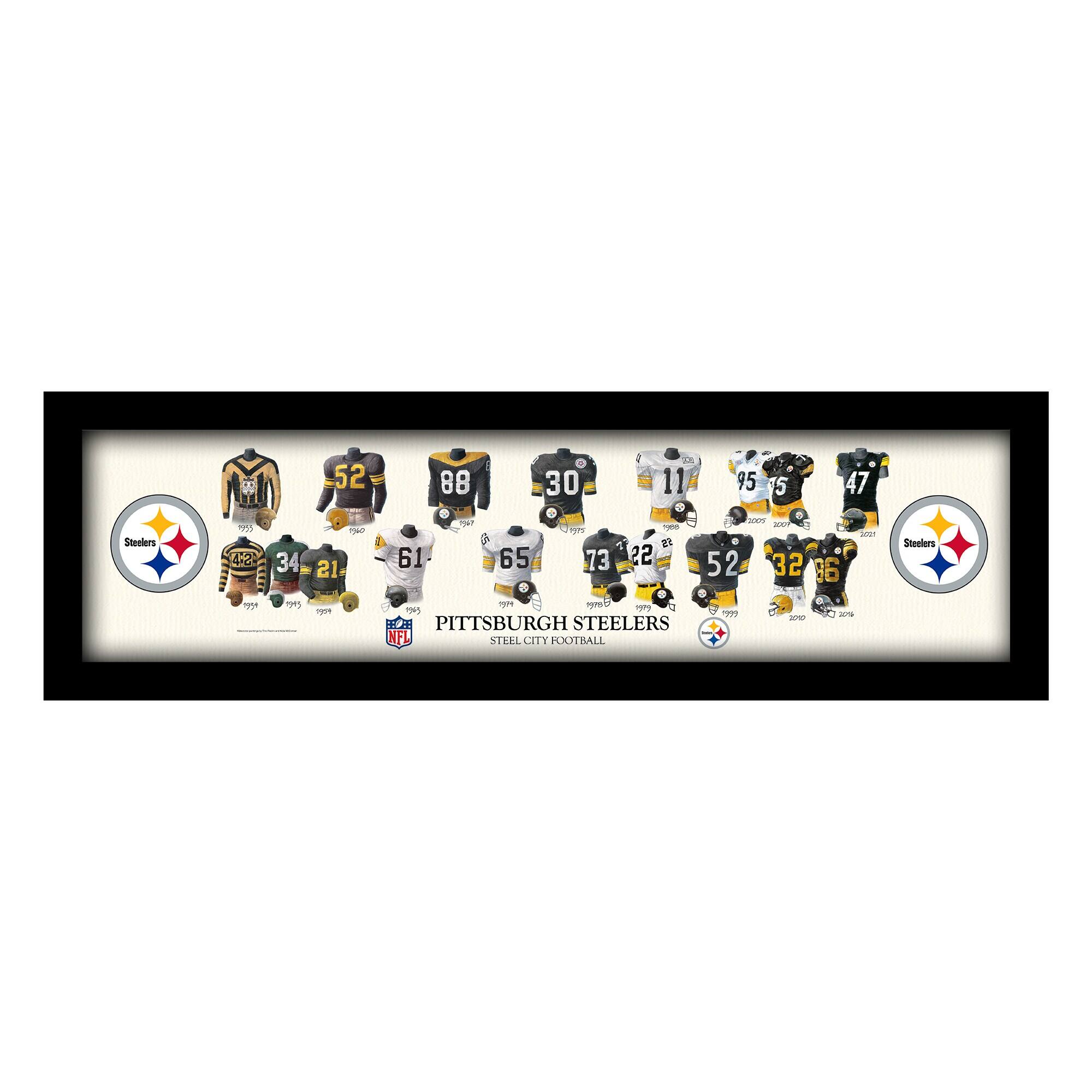 Sporticulture - Pittsburgh Steelers 8" x 26" Framed Art Uniform Heritage Print - Multicolor