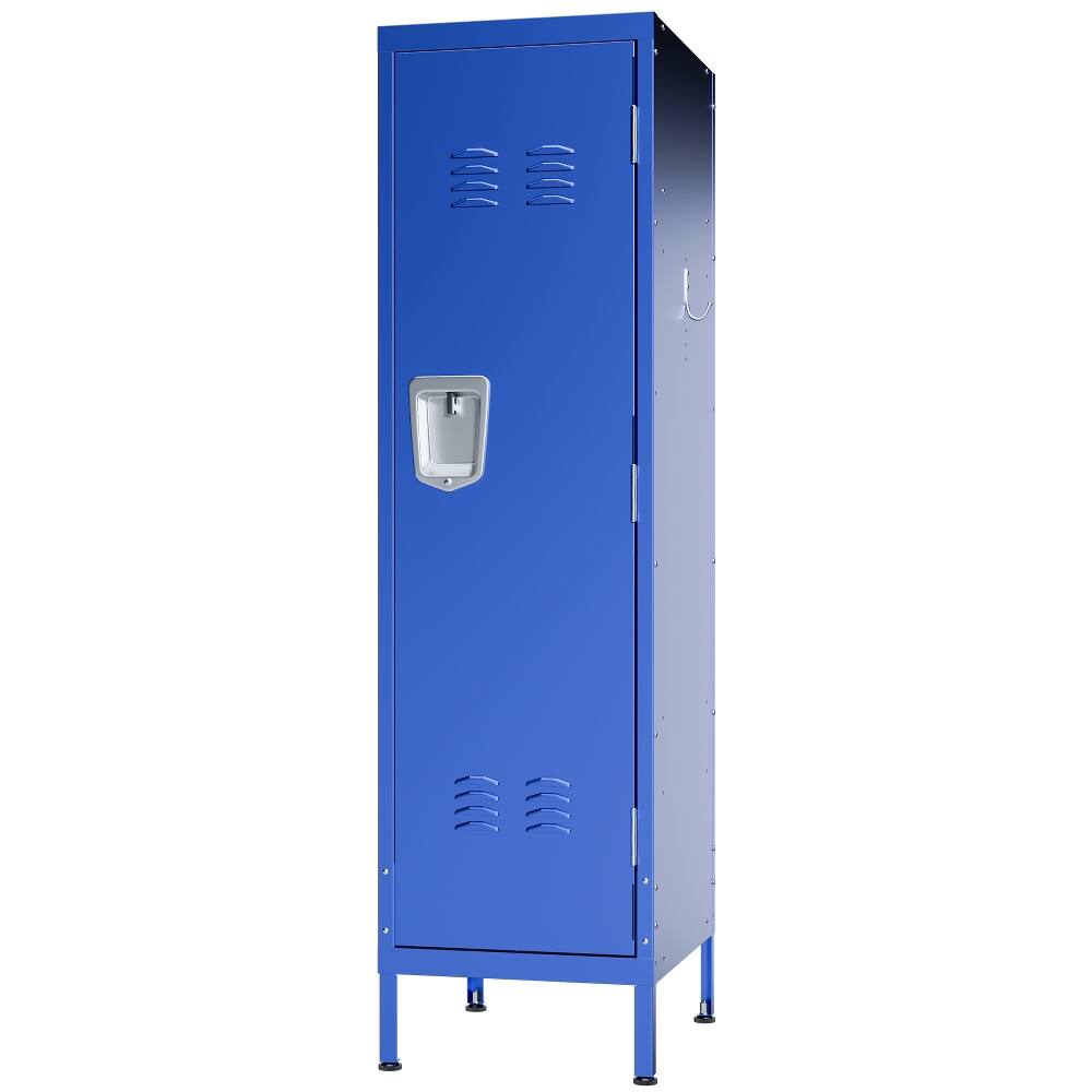 Alt View 4. Loheer - Loheer Tall Metal Wardrobe Cabinet, Lockable Steel Clothing Locker for Bedroom and Home Office, Matte Blue - Matte Blue.