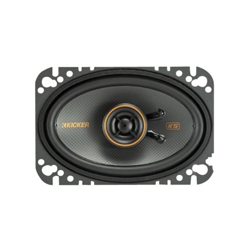 Pair KICKER 47KSC4604 KS Series Low Profile 4x6 Inch 4 Ohm 15 to 75 Watts RMS Power Factory Replacement Coaxial Car Audio Sound System Speakers 