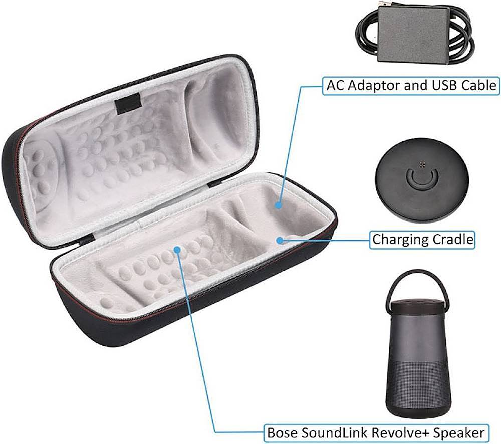 SaharaCase - Travel Carry Case for BOSE SoundLink Revolve+ and Revolve+ II Portable Bluetooth Speaker - Black