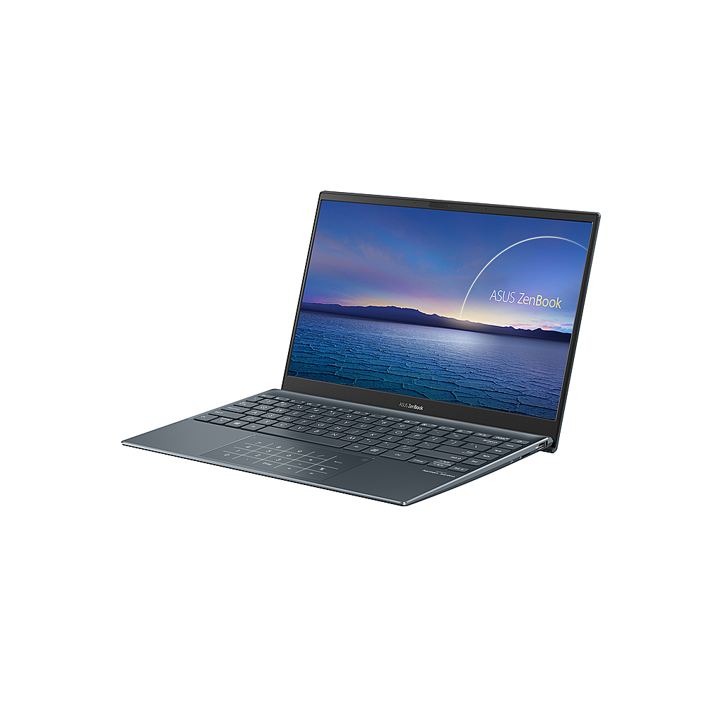 Left View: ASUS - ZenBook - 13.3" Ultra-Slim Laptop - Intel Core i7-1065G7- 8GB 512GB - Win 10 - Pine Grey