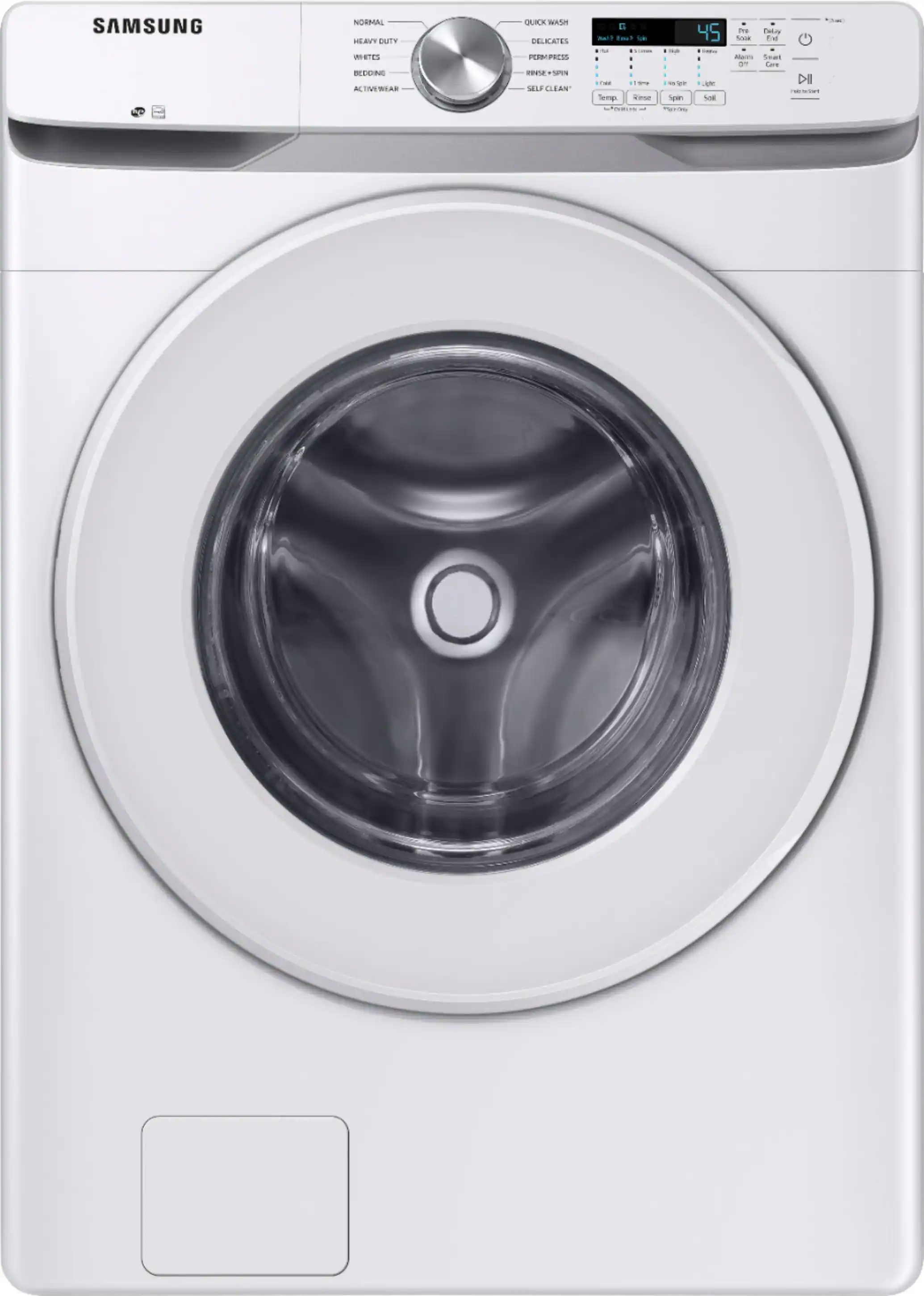 Front. Samsung - 4.5 Cu. Ft. High Efficiency Stackable Smart Front Load Washer with Vibration Reduction Technology+ - White.