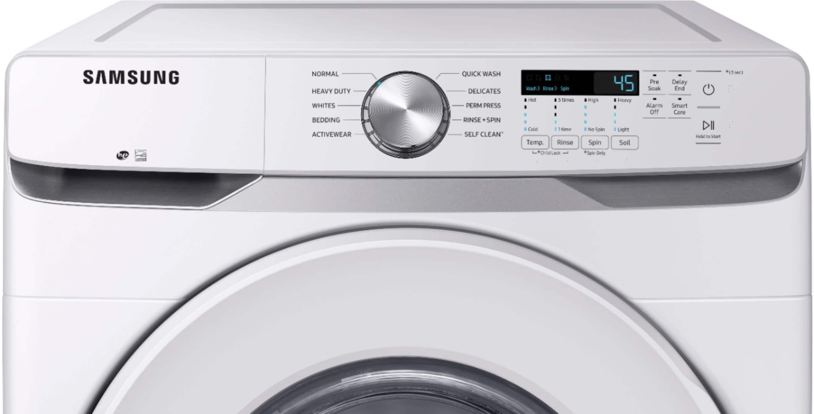 Alt View 2. Samsung - 4.5 Cu. Ft. High Efficiency Stackable Smart Front Load Washer with Vibration Reduction Technology+ - White.