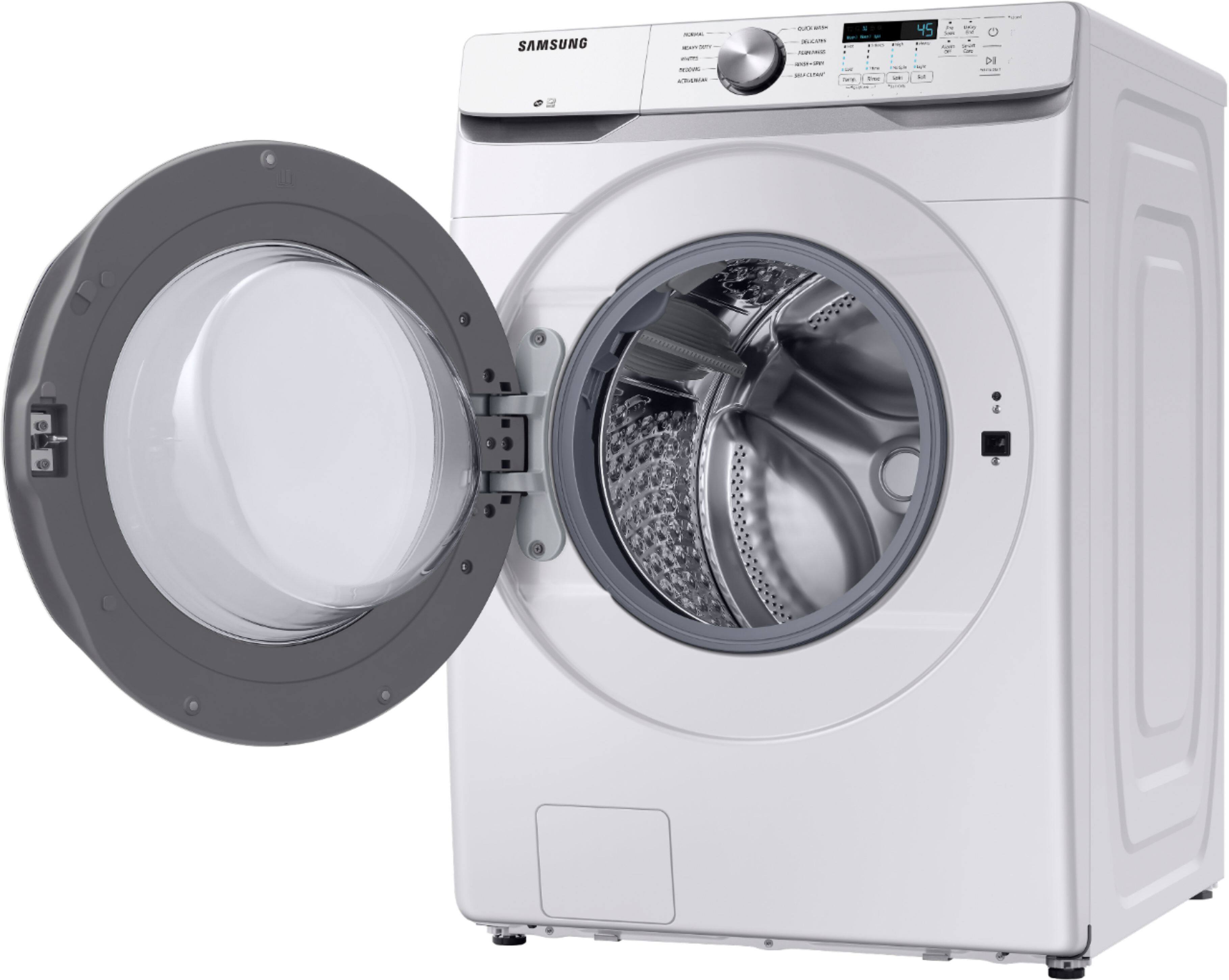 Alt View 3. Samsung - 4.5 Cu. Ft. High Efficiency Stackable Smart Front Load Washer with Vibration Reduction Technology+ - White.