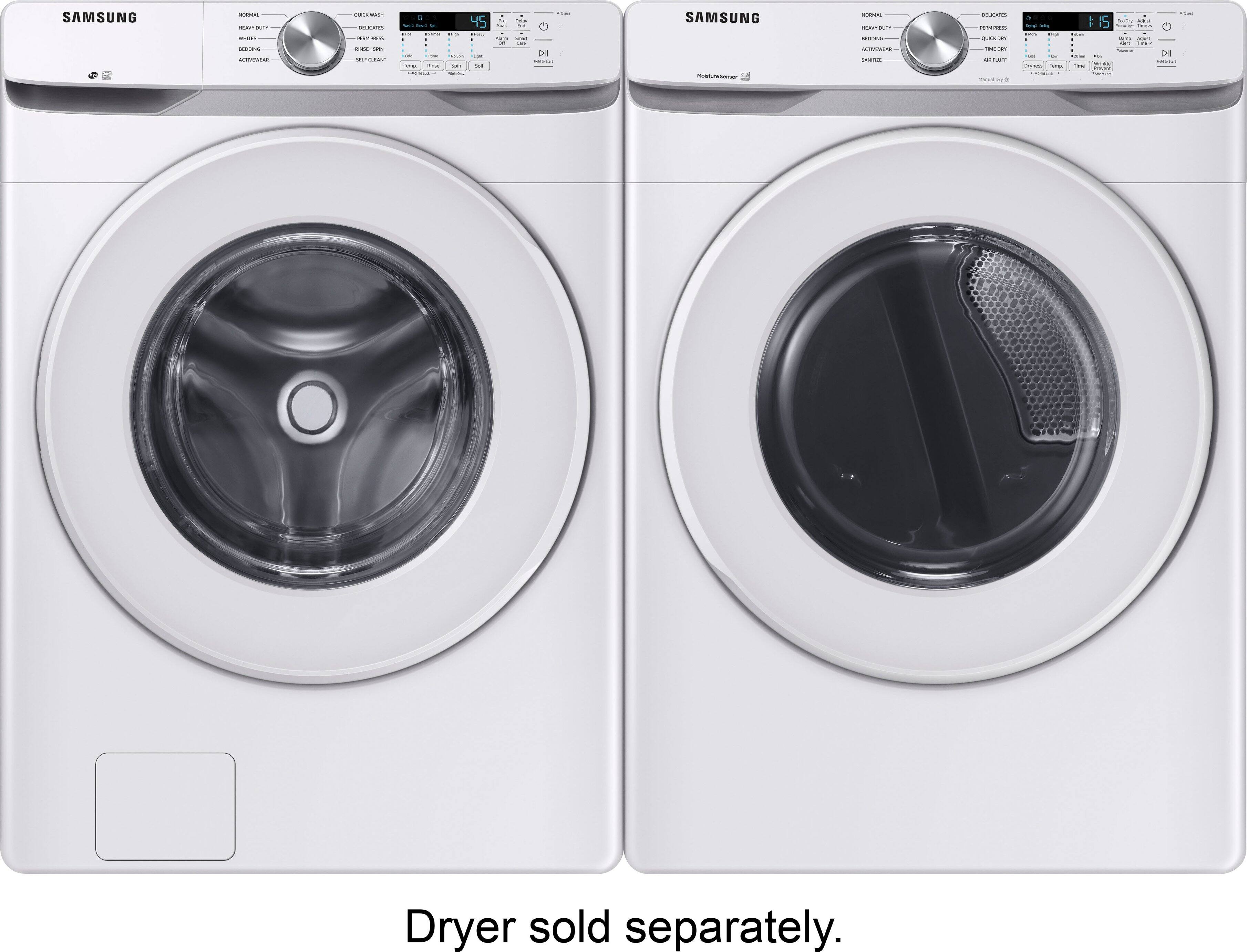 Alt View 6. Samsung - 4.5 Cu. Ft. High Efficiency Stackable Smart Front Load Washer with Vibration Reduction Technology+ - White.