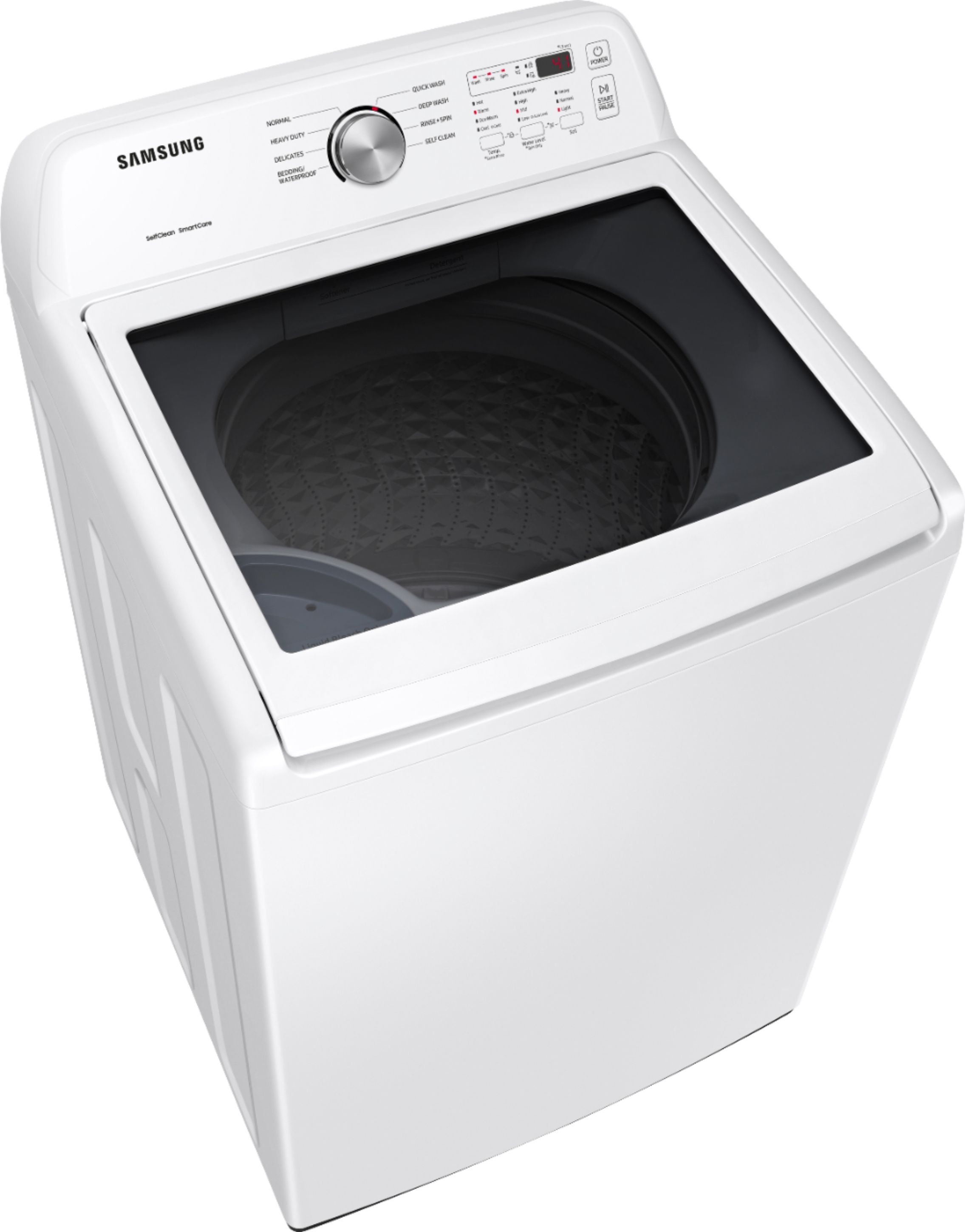 Angle View: Samsung - 4.5 Cu. Ft. High Efficiency Top Load Washer with Active WaterJet - Brushed Black