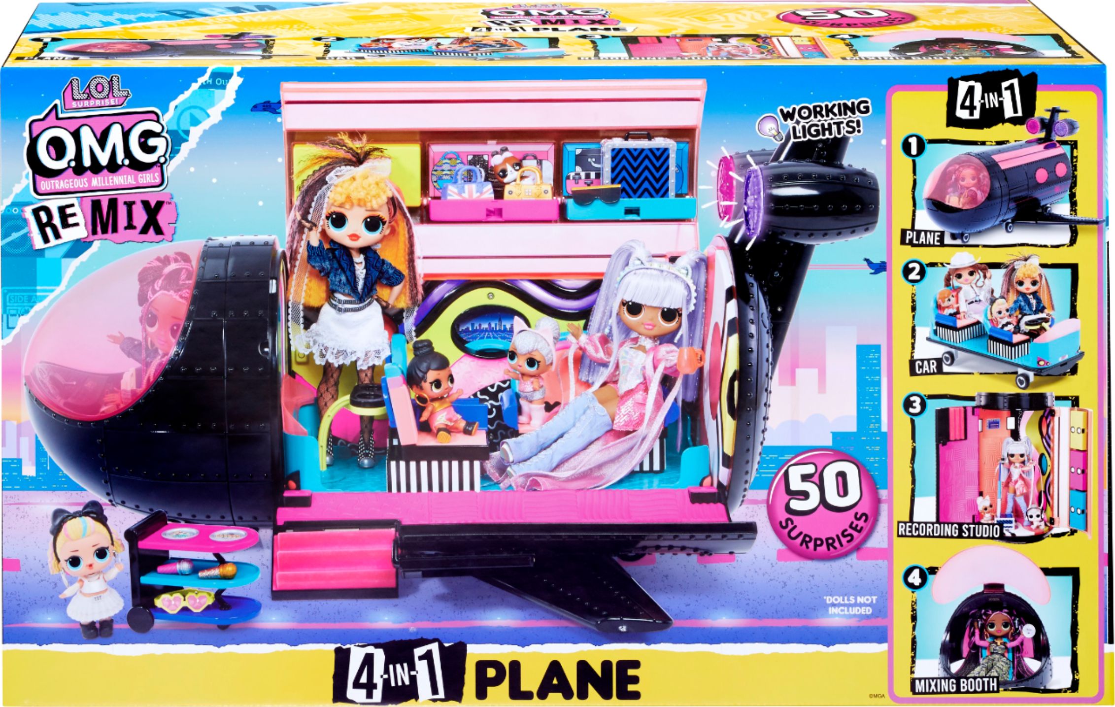 L.O.L. Surprise! O.M.G. Remix 4-in-1 Plane Playset Transforms – 50 Surprises