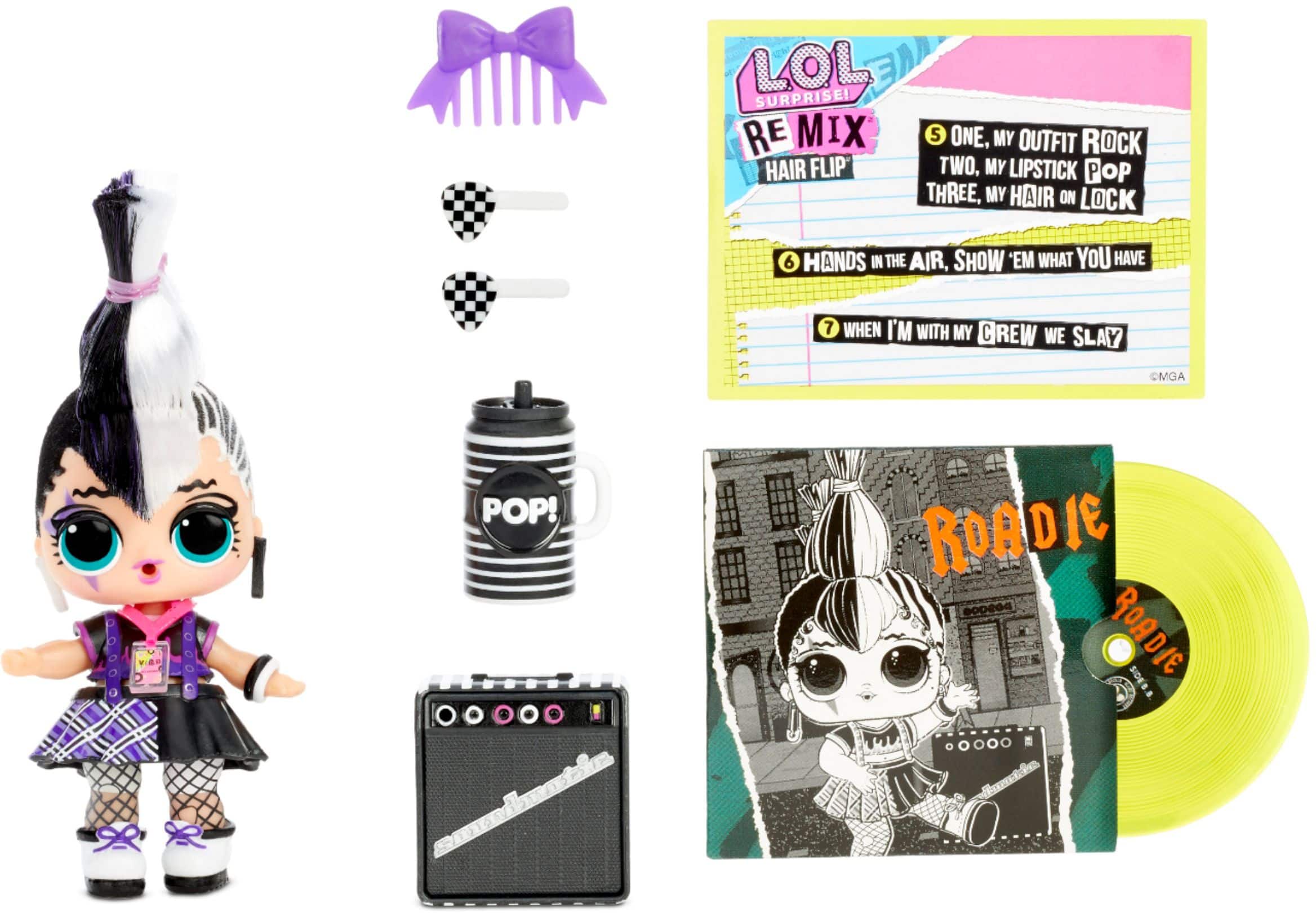 Left. L.O.L. Surprise! - L.O.L. Surprise! Remix Hair Flip Dolls – 15 Surprises with Hair Reveal & Music.