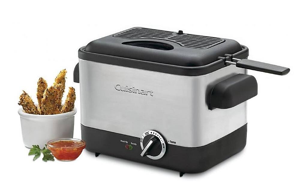 Alt View 11. Cuisinart - 1.1L Analog Compact Deep Fryer - Black Stainless Steel.
