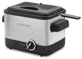 Cuisinart - 1.1L Analog Compact Deep Fryer - Black Stainless Steel - Left_Zoom