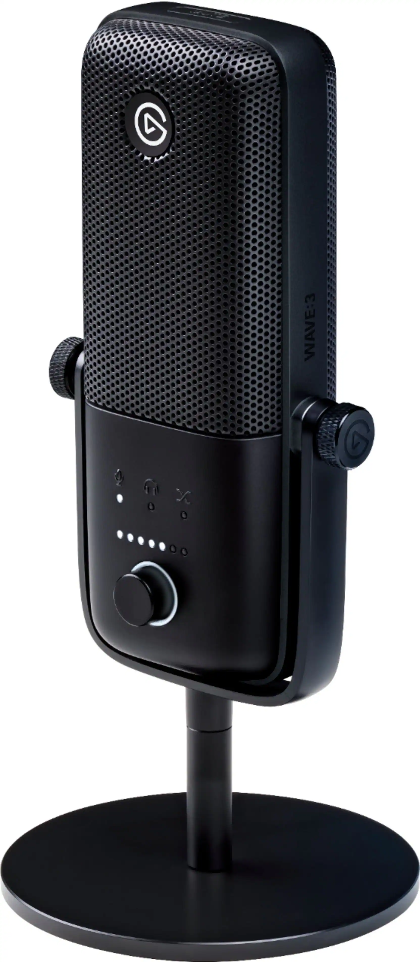 Front. Elgato - Wave:3 Wired Cardioid Condenser USB Microphone - Black.