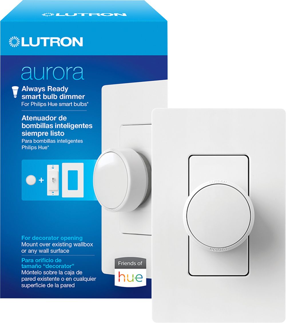 Lutron - Aurora Smart Bulb Dimmer/Paddle Switch for Philips Hue Smart Lighting - White