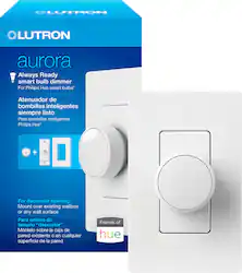 Lutron - Aurora Smart Bulb Dimmer Switch for Paddle Switches, Works with Philips Hue Smart Bulbs - White - Front_Zoom