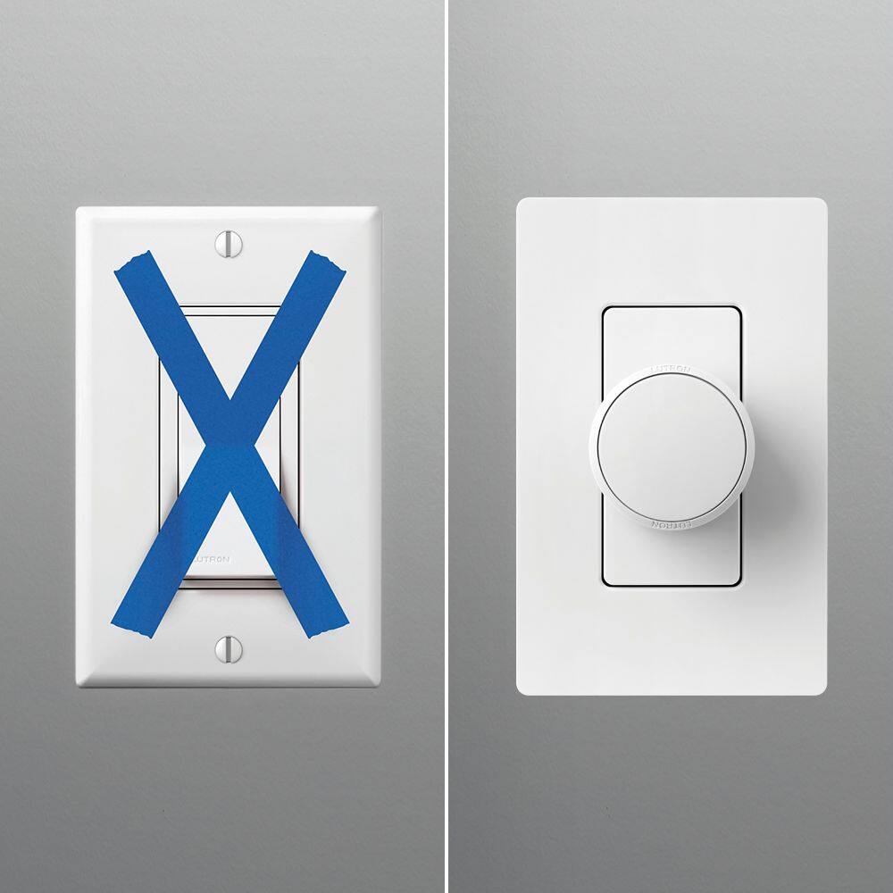 1. Use in place of paddle switch
2. Mount bracket over backbox
3. Clamp on base
4. Snap on dimmer