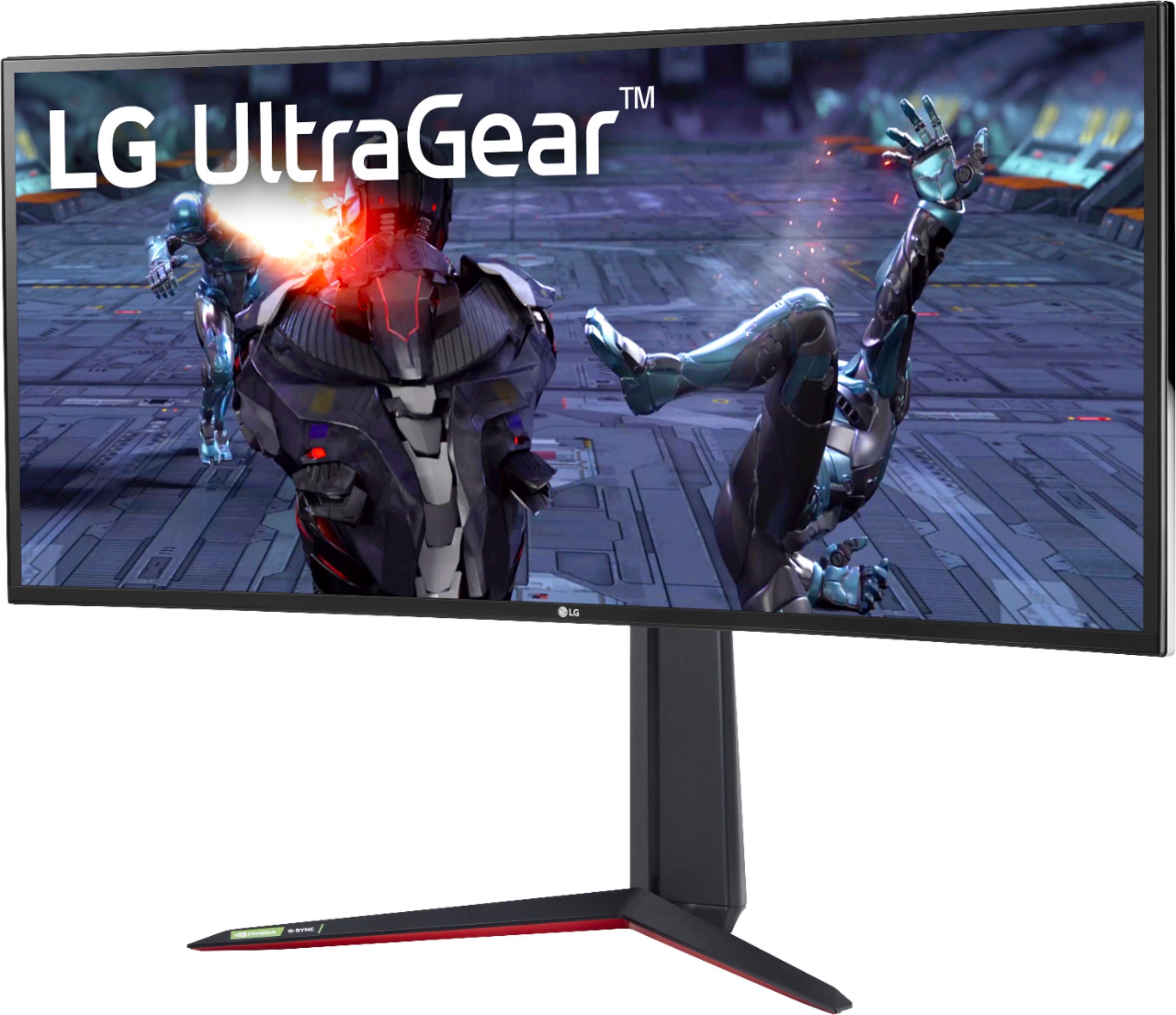 Left View: LG - Geek Squad Certified Refurbished UltraGear 34" IPS LED UltraWide HD FreeSync and G-SYNC Compatible Monitor with HDR - Black